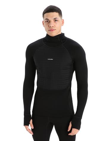 Base Layers Icebreaker ZoneKnit™ Merino Insulated Long Sleeve Hoodie Homme Noir | FR 1330SGLO